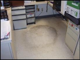 Worn area under desk chairs, Aurora illinois janitor service, A Lindoo,